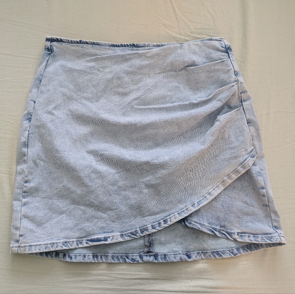 Denim Wrap Skirt - Light Blue